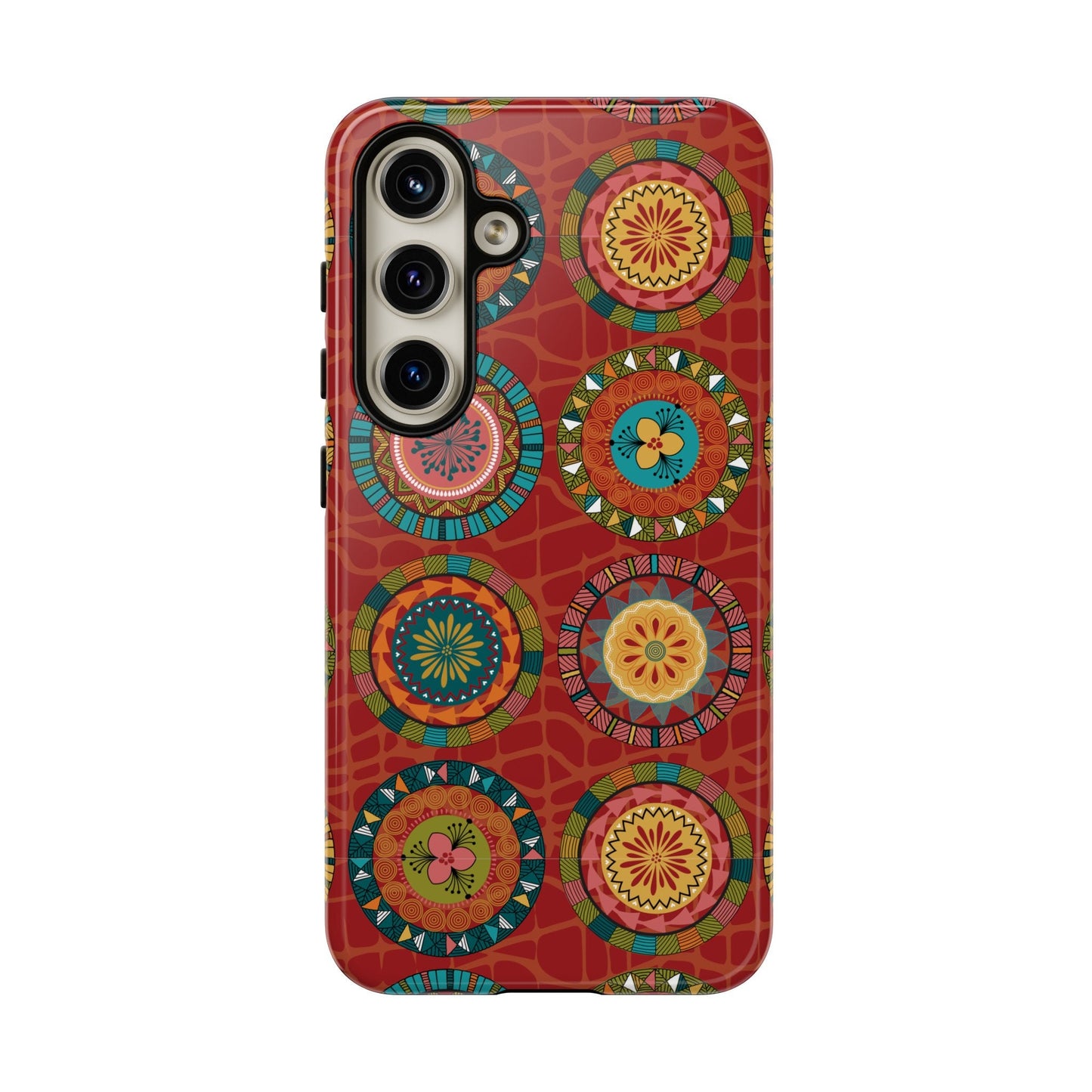 Samsung Galaxy S24 Samsung Galaxy S24 Plus Samsung Galaxy S24 Ultra Tough Cases Blue Coral Green Yellow Circles Round Colors