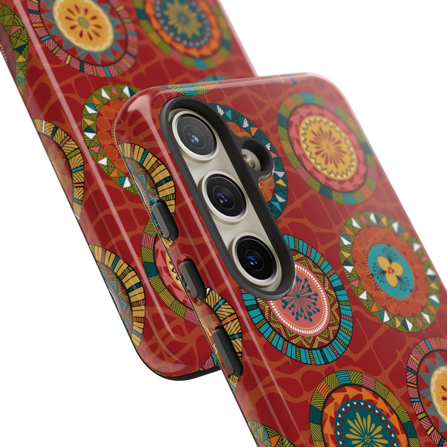 Samsung Galaxy S24 Samsung Galaxy S24 Plus Samsung Galaxy S24 Ultra Tough Cases Blue Coral Green Yellow Circles Round Colors