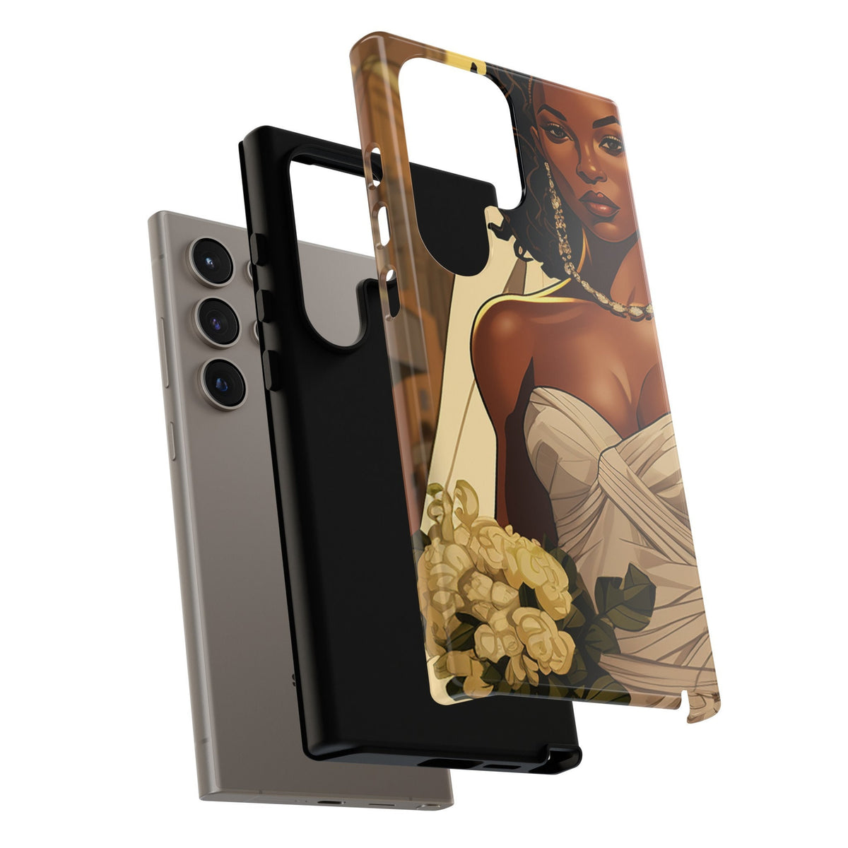 Samsung Galaxy S24 Samsung Galaxy S24 Plus Samsung Galaxy S24 Ultra Tough Case African American Bride Black bride wedding Dress Wedding Gown
