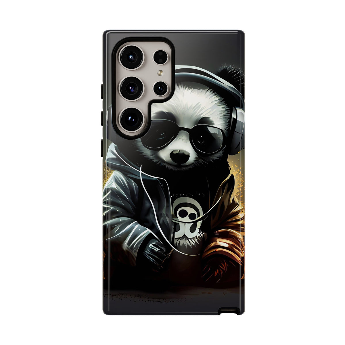 Samsung Galaxy S24 Samsung Galaxy S24 Plus Samsung Galaxy S24 Ultra Tough Case Black White Panda Headphones Audiophile Stereo headset bear