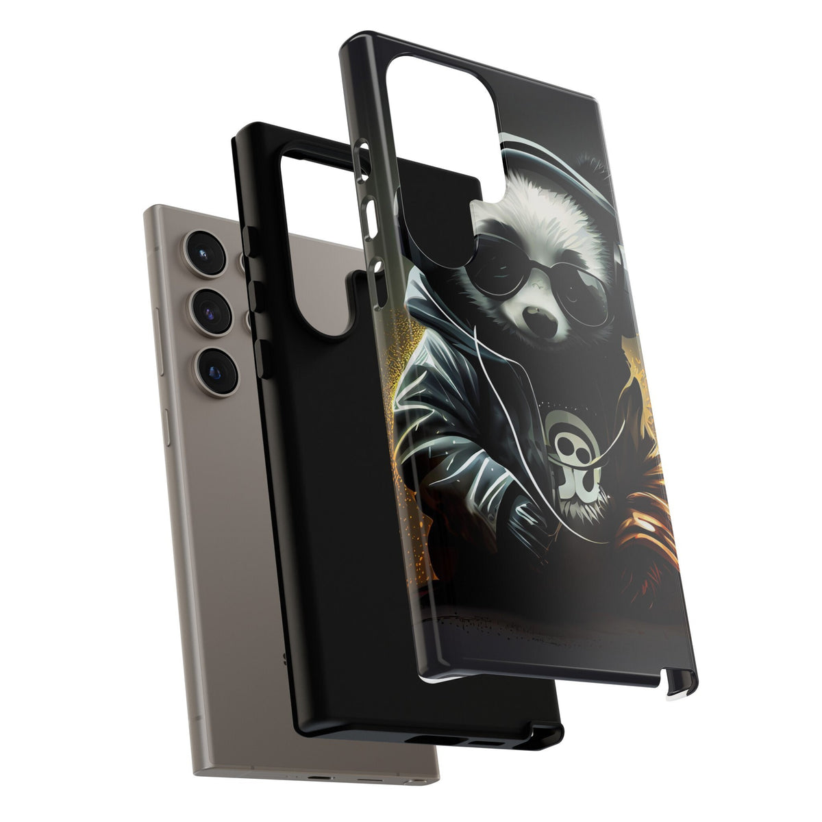 Samsung Galaxy S24 Samsung Galaxy S24 Plus Samsung Galaxy S24 Ultra Tough Case Black White Panda Headphones Audiophile Stereo headset bear