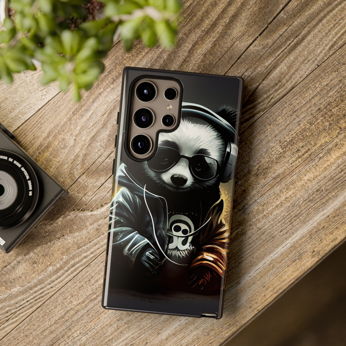 Samsung Galaxy S24 Samsung Galaxy S24 Plus Samsung Galaxy S24 Ultra Tough Case Black White Panda Headphones Audiophile Stereo headset bear