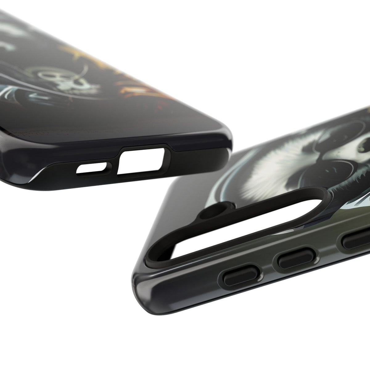 Samsung Galaxy S24 Samsung Galaxy S24 Plus Samsung Galaxy S24 Ultra Tough Case Black White Panda Headphones Audiophile Stereo headset bear