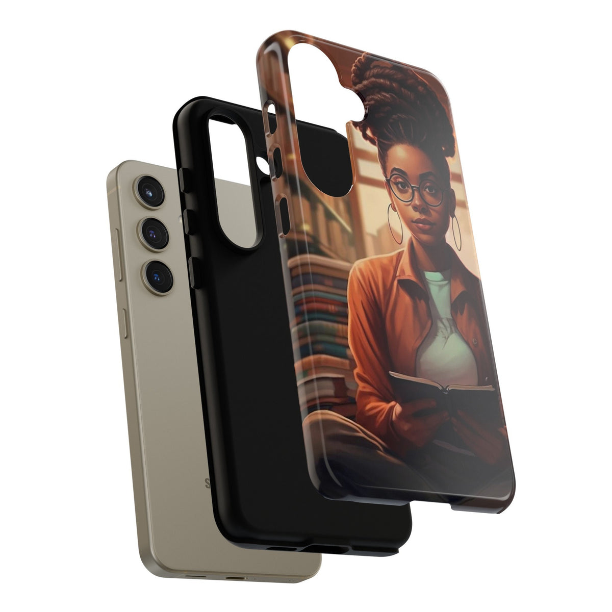 Samsung Galaxy S24 Samsung Galaxy S24 Plus Samsung Galaxy S24 Ultra  Tough Cases African American Reader Woman Girl Book Dragon Power Reader