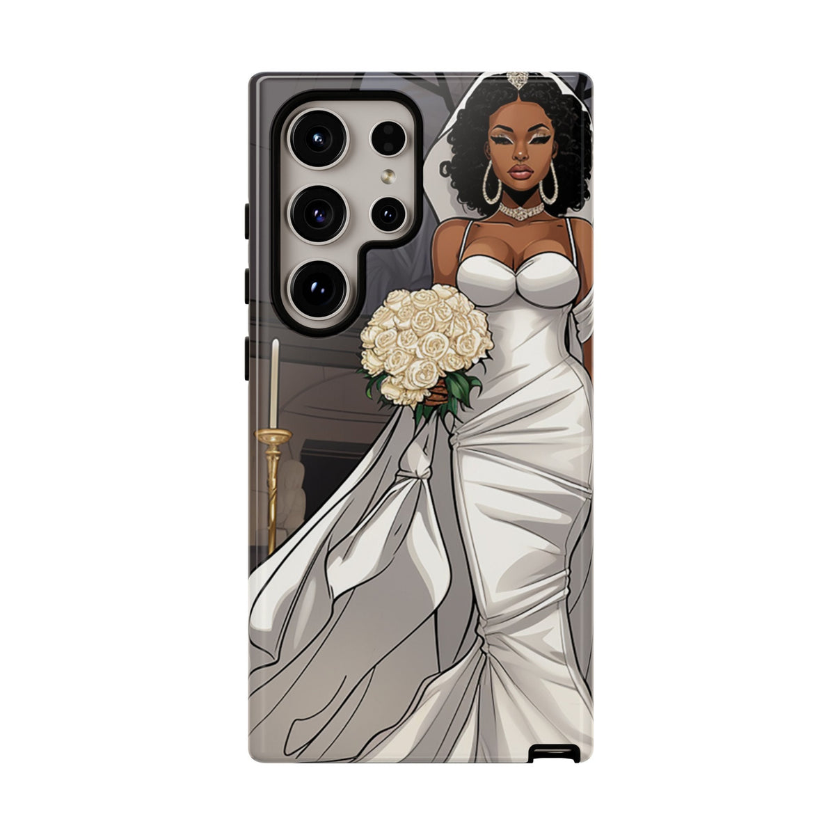 Samsung Galaxy S24 Samsung Galaxy S24 Plus Samsung Galaxy S24 Ultra Tough Case African American Bride Black bride wedding Dress Wedding Gown