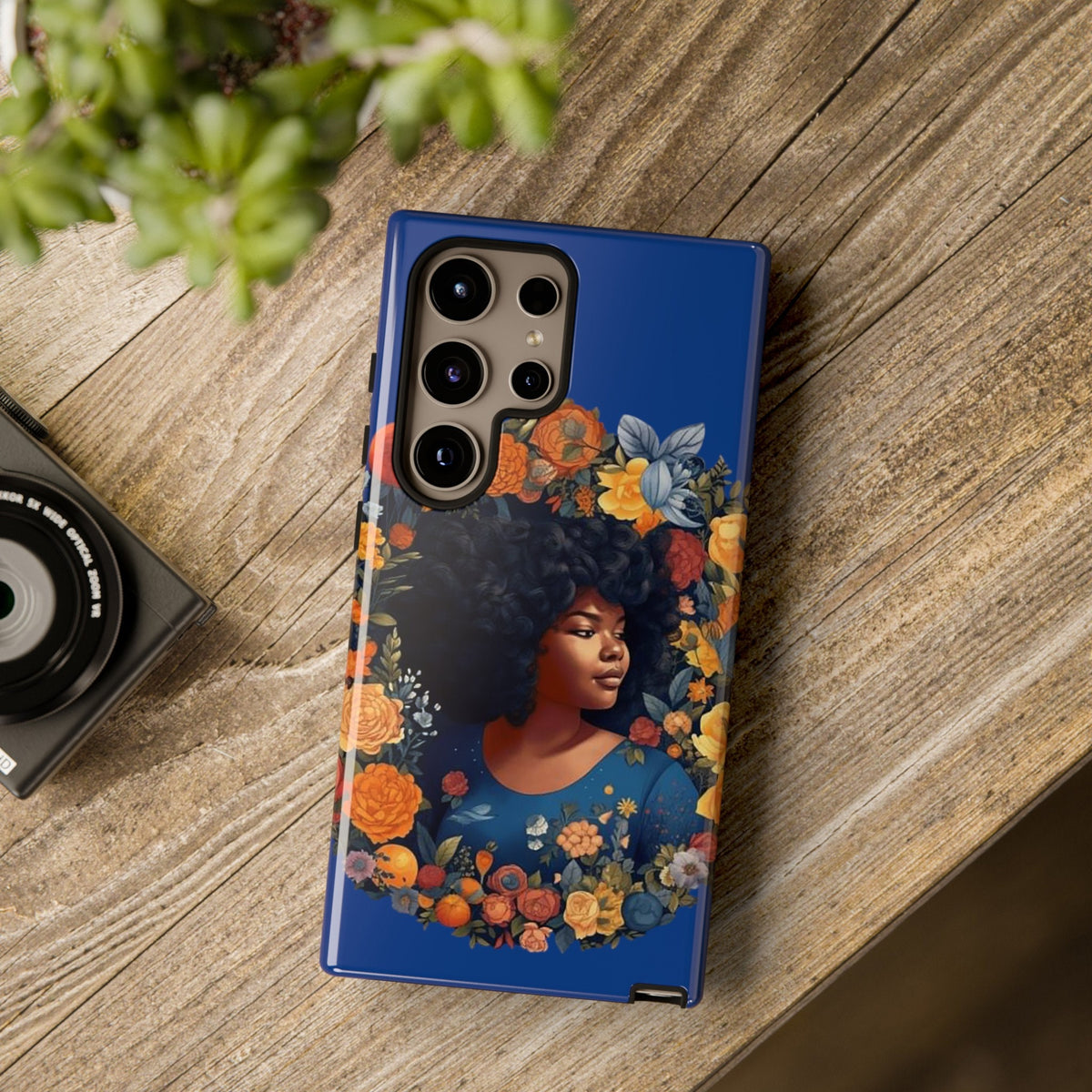 Samsung Galaxy S24 Samsung Galaxy S24 Plus Samsung Galaxy S24 Ultra Tough Case African American Black Women Flower Wreath Blue Green Orange