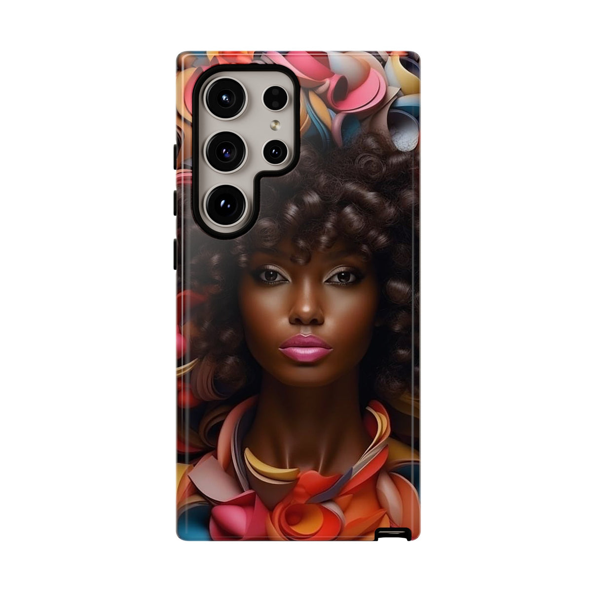 Samsung Galaxy S24 Samsung Galaxy S24 Plus Samsung Galaxy S24 Ultra Tough Case African American Woman Black Women Flowers Red Yellow Orange