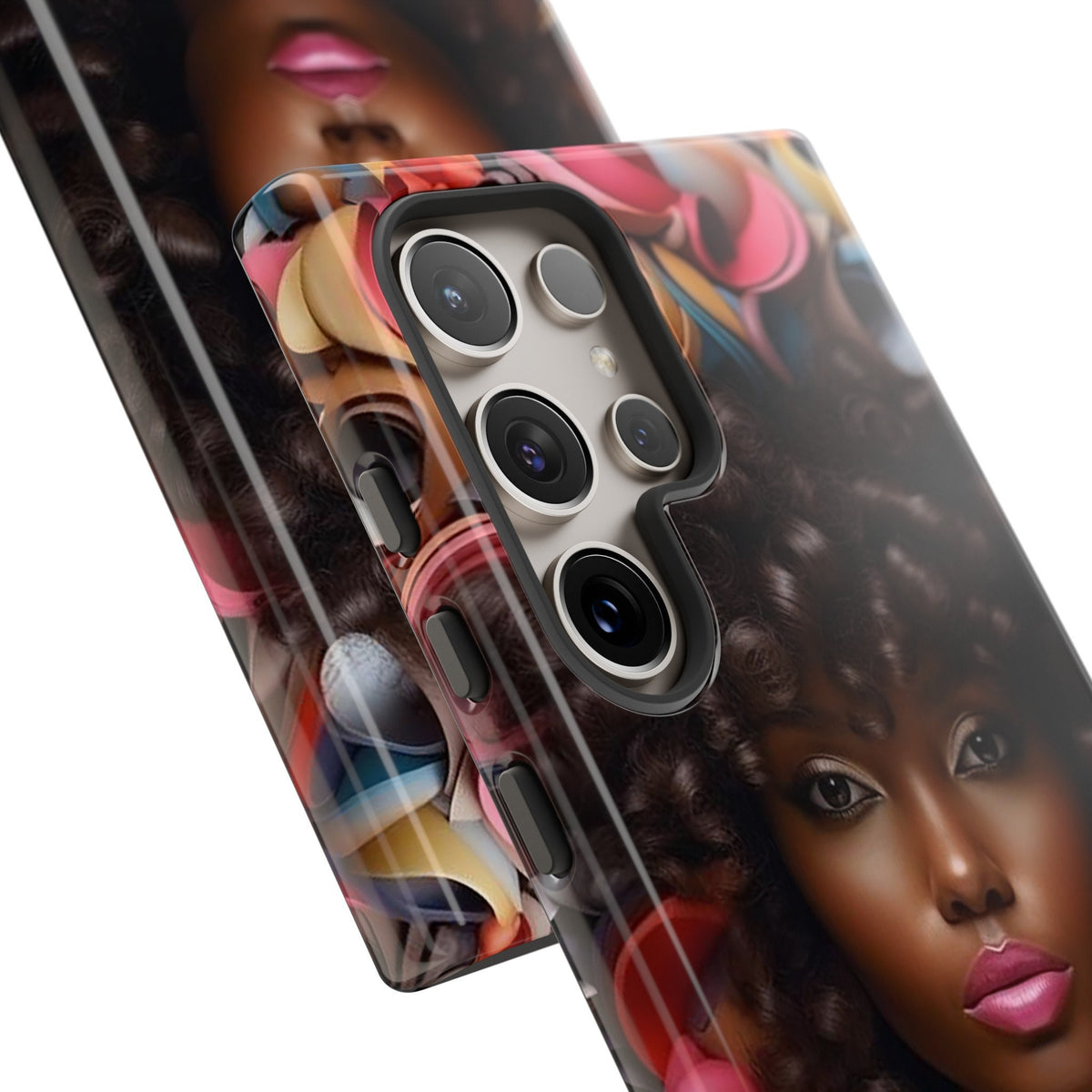 Samsung Galaxy S24 Samsung Galaxy S24 Plus Samsung Galaxy S24 Ultra Tough Case African American Woman Black Women Flowers Red Yellow Orange