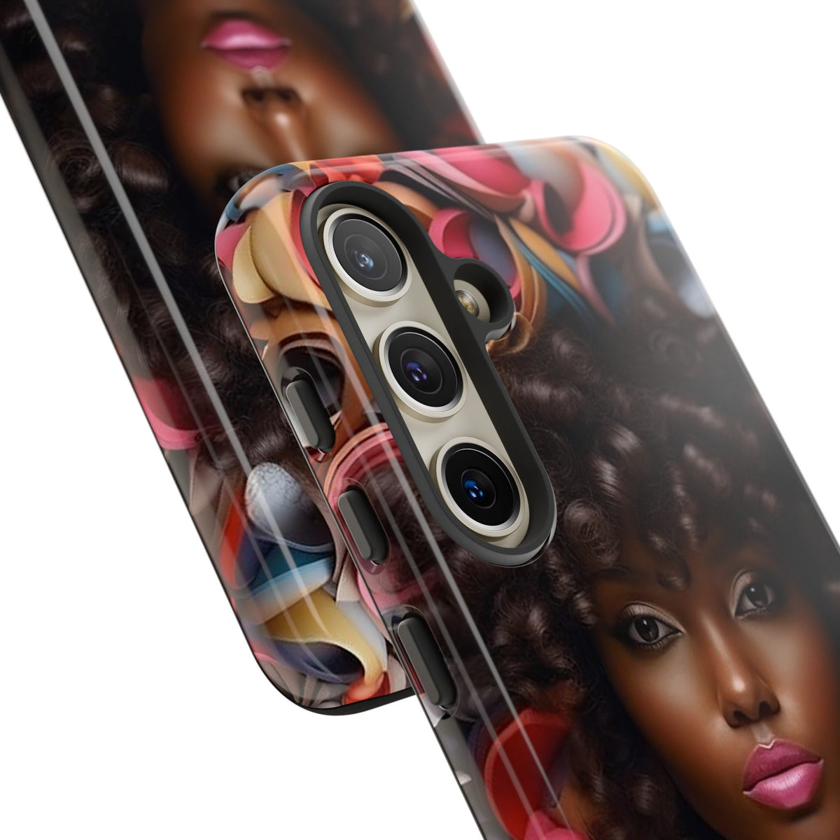 Samsung Galaxy S24 Samsung Galaxy S24 Plus Samsung Galaxy S24 Ultra Tough Case African American Woman Black Women Flowers Red Yellow Orange