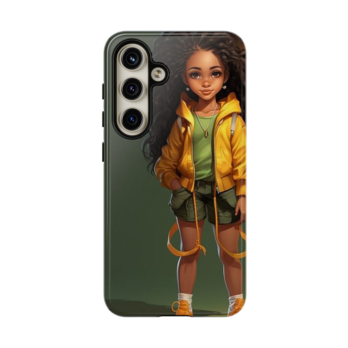 Samsung Galaxy S24 Samsung Galaxy S24 Plus Samsung Galaxy S24 Ultra Tough Case African American Woman Black Yellow Hoodie Yellow Sweatshirt