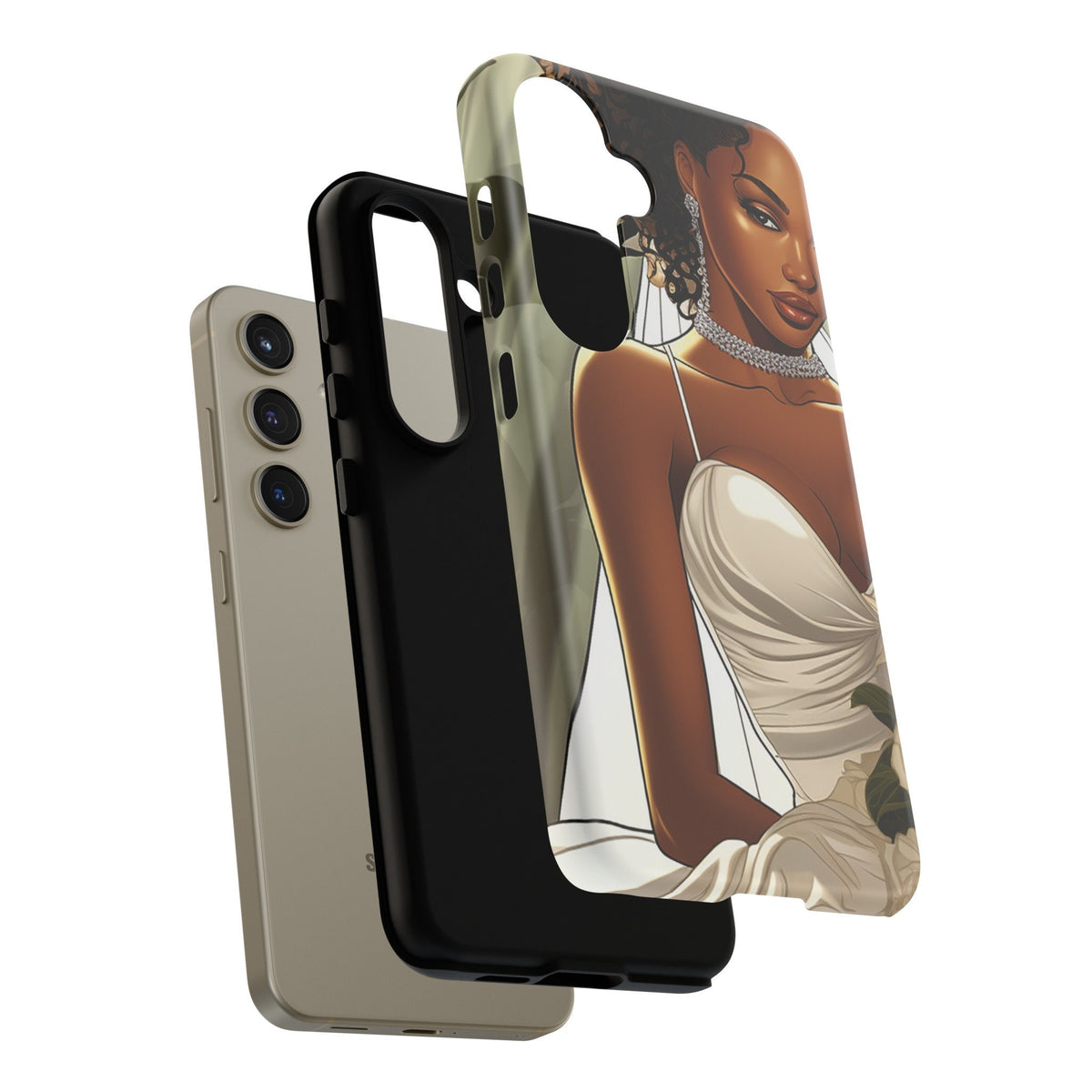Samsung Galaxy S24 Samsung Galaxy S24 Plus Samsung Galaxy S24 Ultra Tough Case African American Bride Black bride wedding Dress Wedding Gown