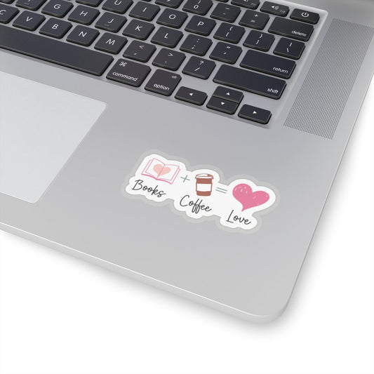 Books + Coffee = Love Book Lover (Books Plus Coffee Equals Love) Kiss-Cut Stickers