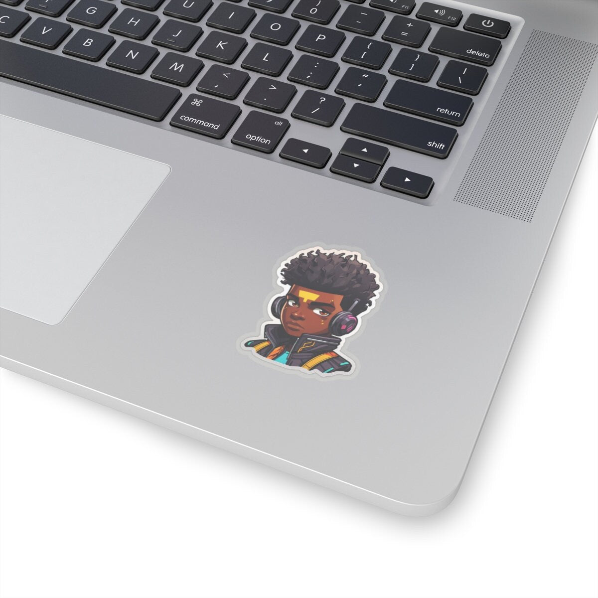 Kawaii Anime Style African American Black Young Man Boy WIth Headphones and Jacket Kiss-Cut Stickers