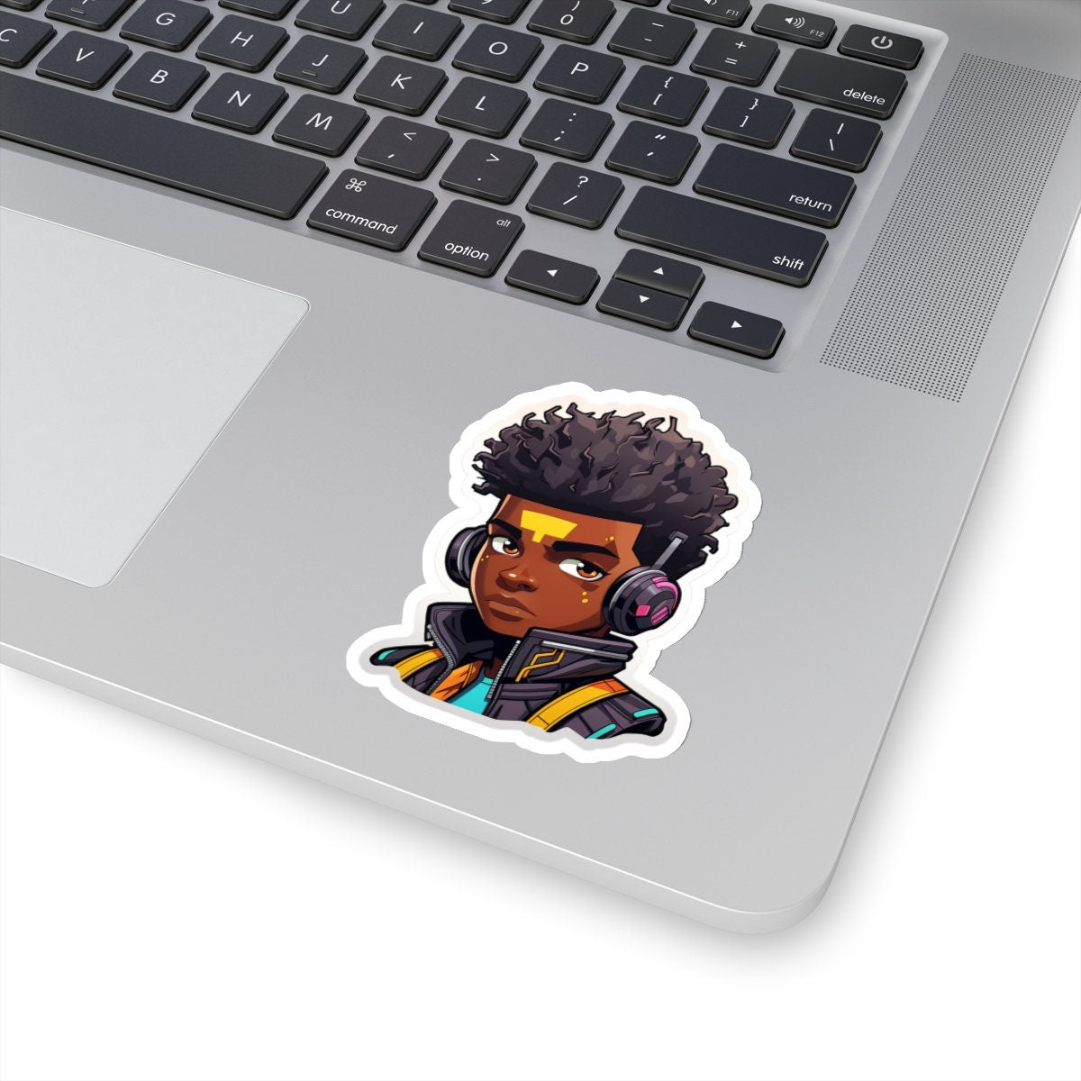 Kawaii Anime Style African American Black Young Man Boy WIth Headphones and Jacket Kiss-Cut Stickers