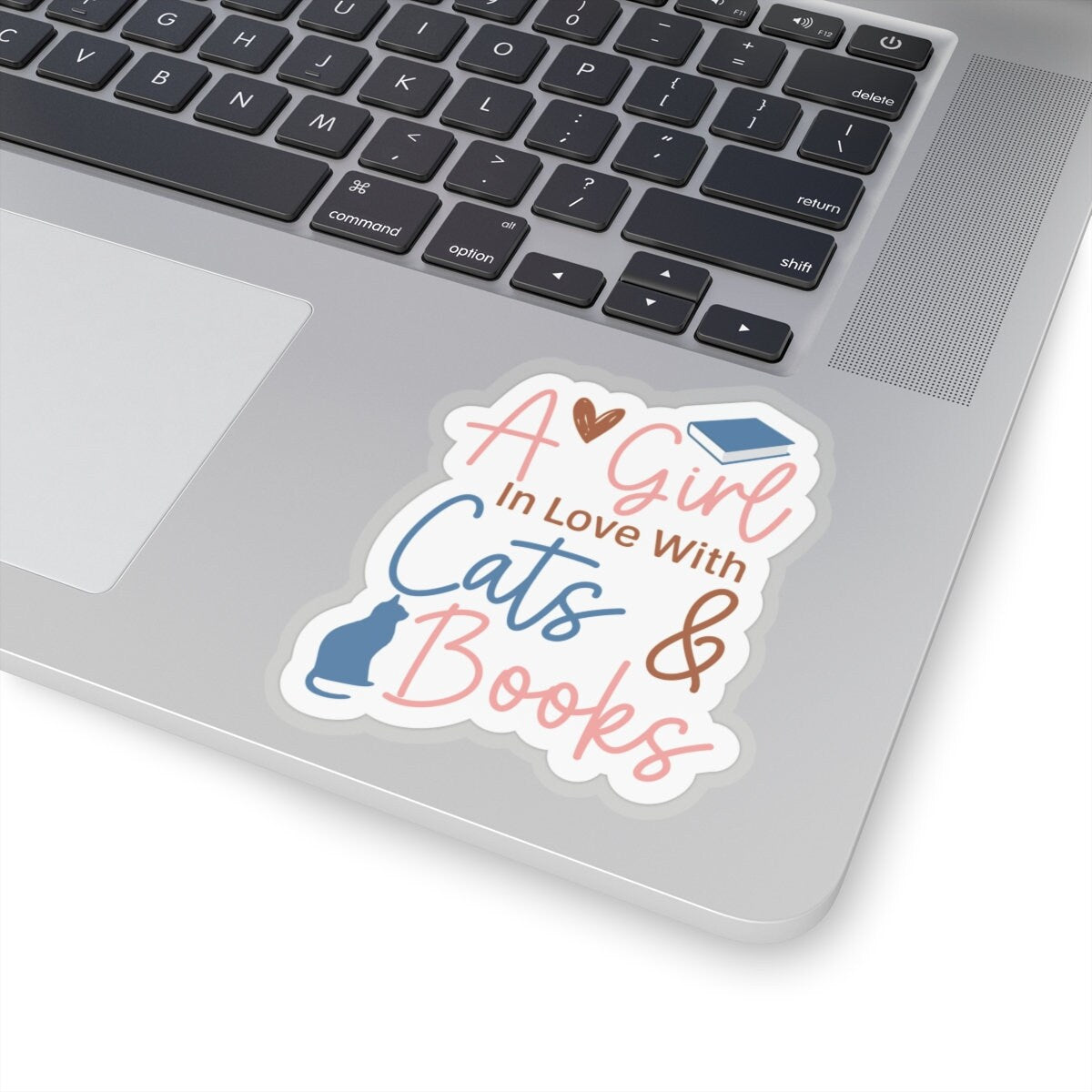 A Girl in Love with Her Cat and Books Kiss-Cut Stickers Cat lover Gift for Her Book Lover Gift Power Reader Book Dragon