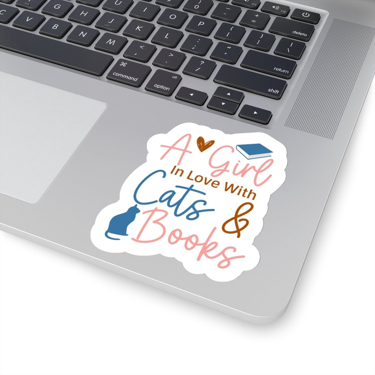 A Girl in Love with Her Cat and Books Kiss-Cut Stickers Cat lover Gift for Her Book Lover Gift Power Reader Book Dragon