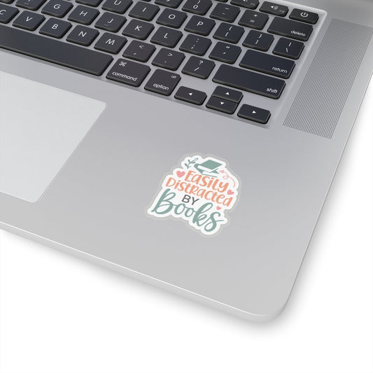 Easily Distracted By Books Book lover Bookaholic Book Dragon Book Nerd Book Worm Kiss-Cut Stickers