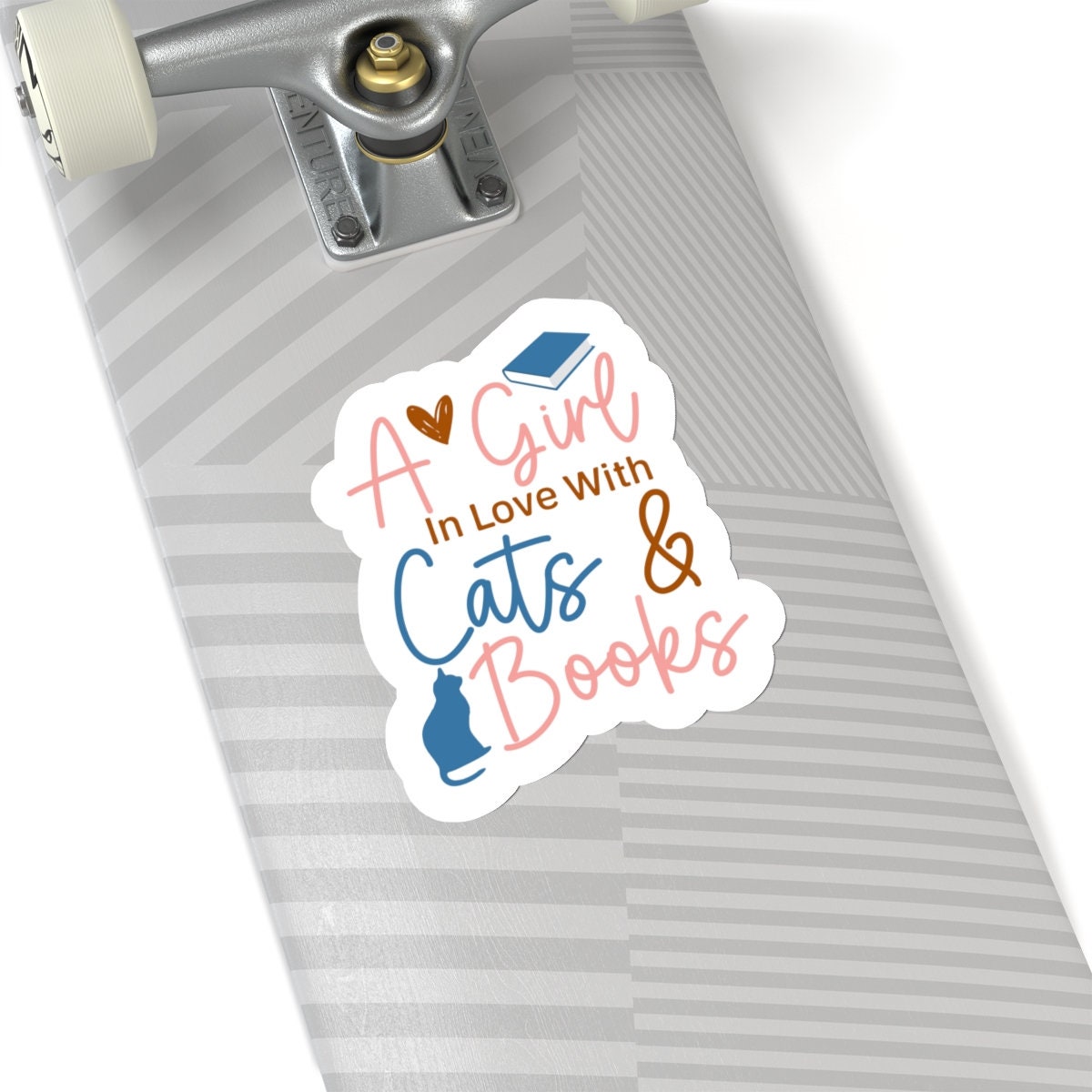 A Girl in Love with Her Cat and Books Kiss-Cut Stickers Cat lover Gift for Her Book Lover Gift Power Reader Book Dragon