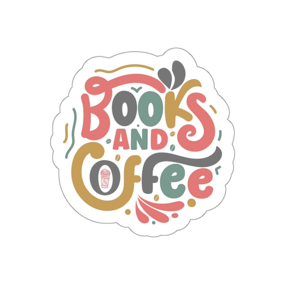 Books and Coffee Kiss-Cut Stickers