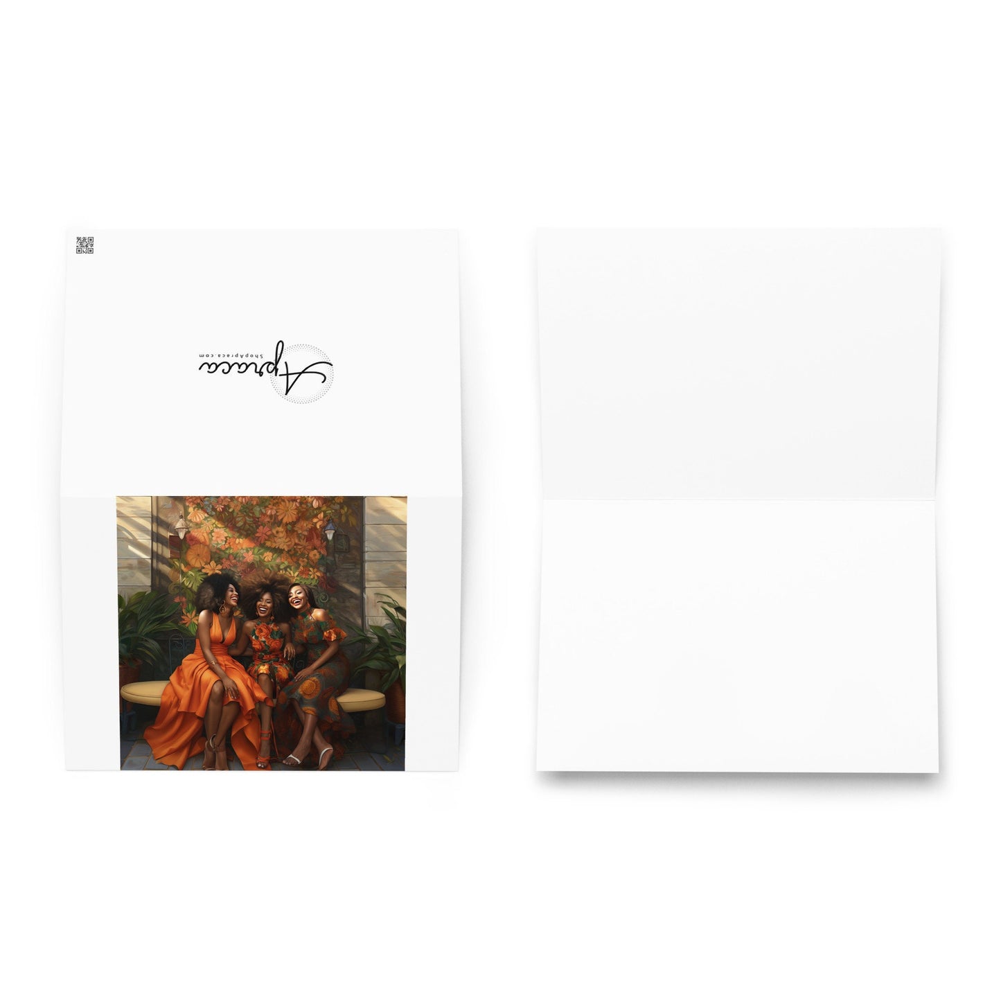 African American Women Reunion Sister Friends Together Blank Inside Greeting card Landscape Greeting Card Includes Envelope