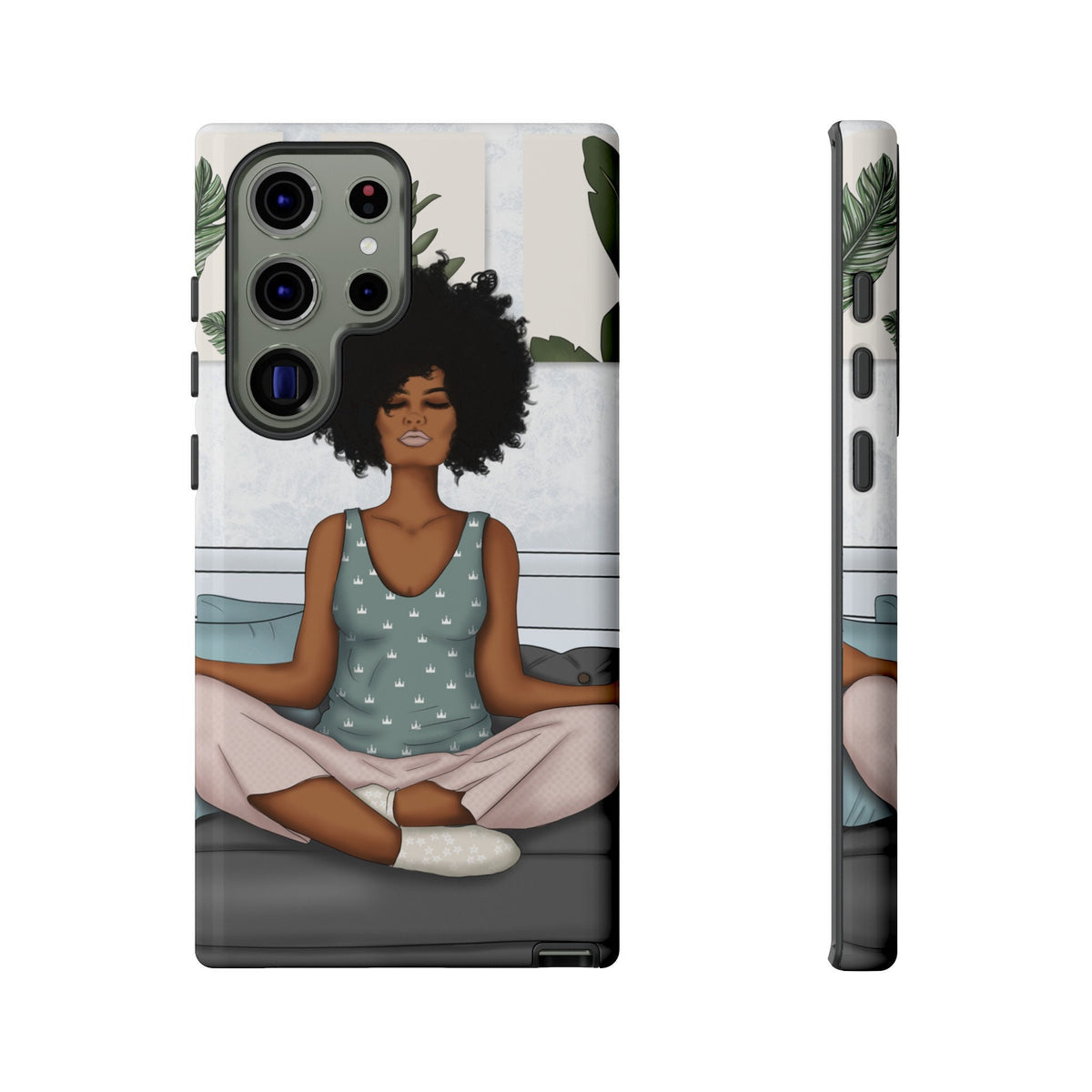Samsung Galaxy S23 Samsung Galaxy S23 Plus Samsung Galaxy S23 Ultra Tough Cases African American Woman Black Woman Yoga Namaste Peace Joy