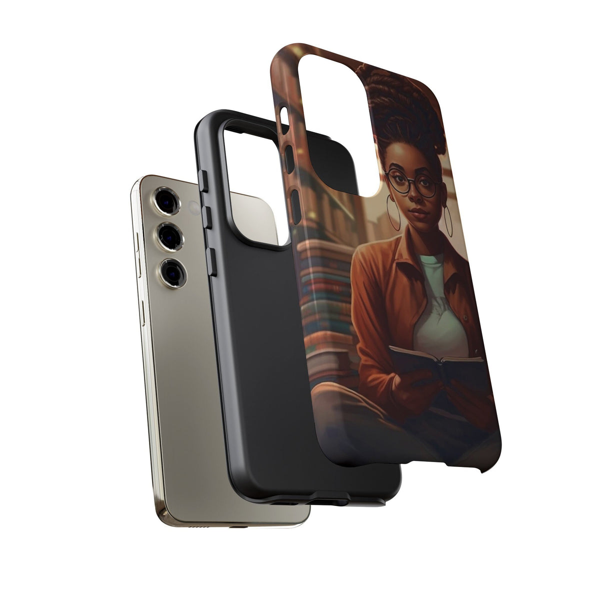 Samsung Galaxy S23 Samsung Galaxy S23 Plus Samsung Galaxy S23 Ultra Tough Cases African American Reader Woman Girl Book Dragon Power Reader