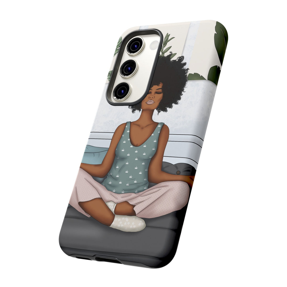 Samsung Galaxy S23 Samsung Galaxy S23 Plus Samsung Galaxy S23 Ultra Tough Cases African American Woman Black Woman Yoga Namaste Peace Joy