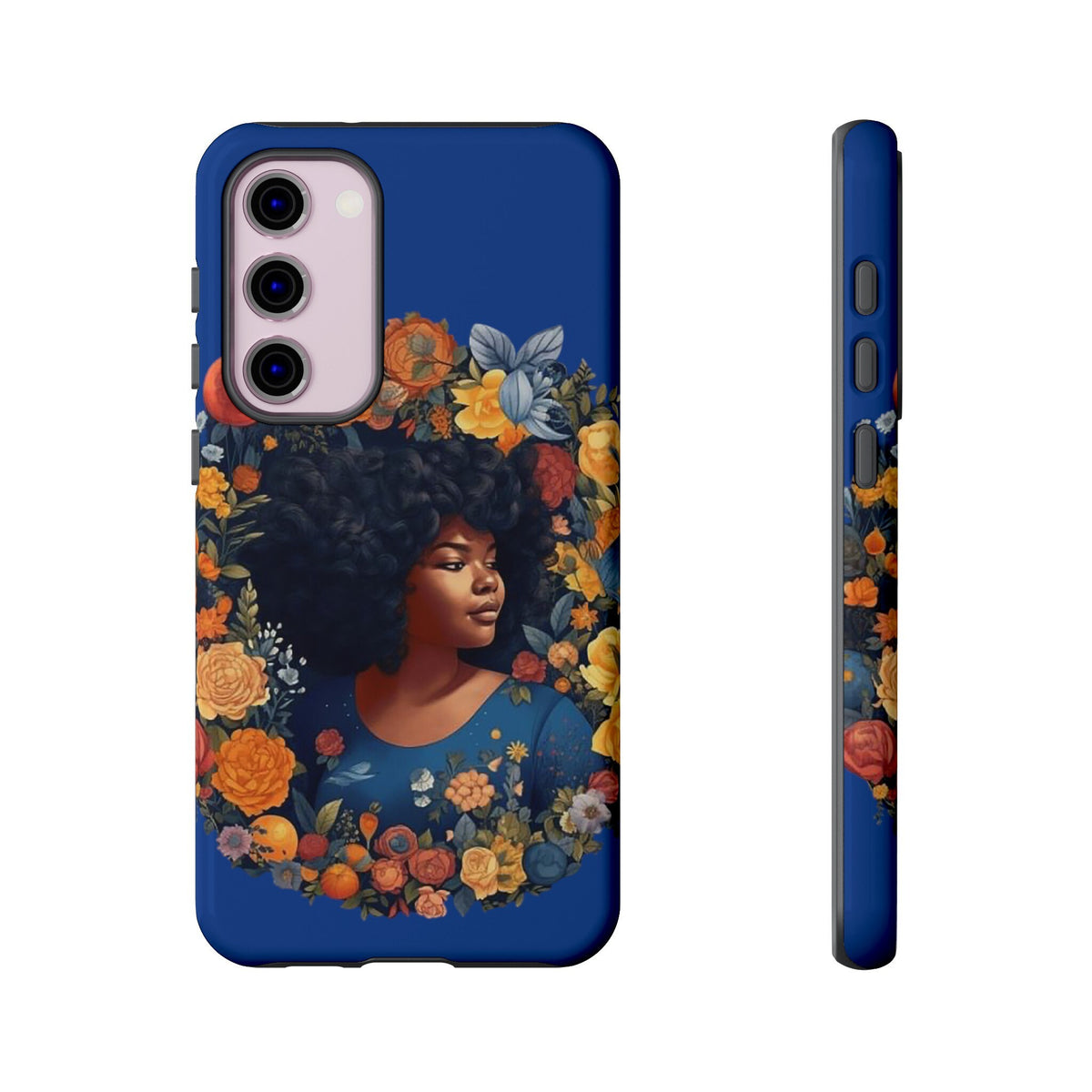 Samsung Galaxy S23 Samsung Galaxy S23 Plus Samsung Galaxy S23 Ultra Tough Case African American Black Women Flower Wreath Blue Green Orange