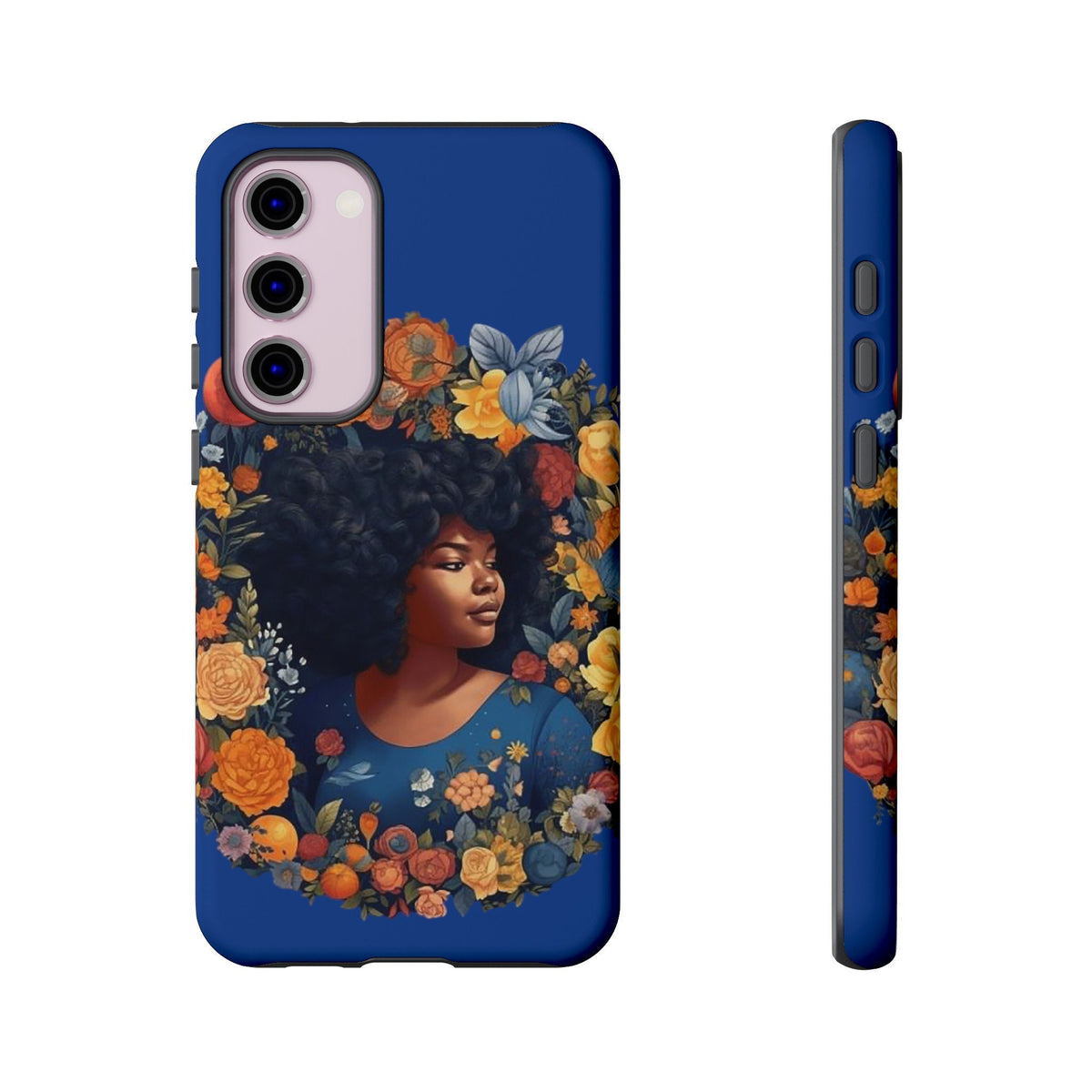Samsung Galaxy S23 Samsung Galaxy S23 Plus Samsung Galaxy S23 Ultra Tough Case African American Black Women Flower Wreath Blue Green Orange