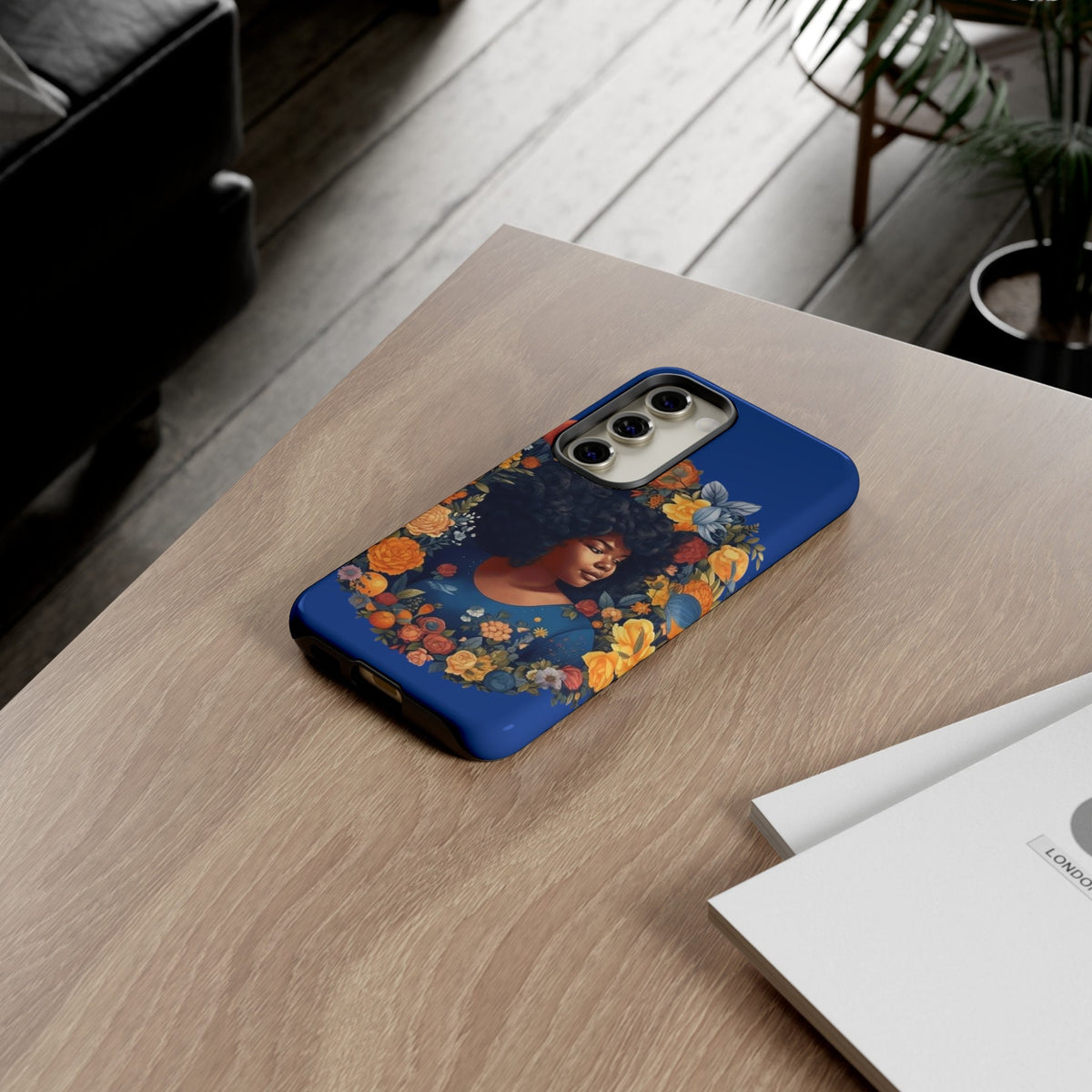 Samsung Galaxy S23 Samsung Galaxy S23 Plus Samsung Galaxy S23 Ultra Tough Case African American Black Women Flower Wreath Blue Green Orange