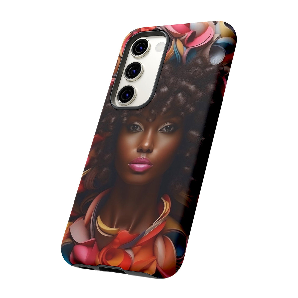 Samsung Galaxy S23 Samsung Galaxy S23 Plus Samsung Galaxy S23 Ultra Tough Case African American Woman Black Women Flowers Red Yellow Orange
