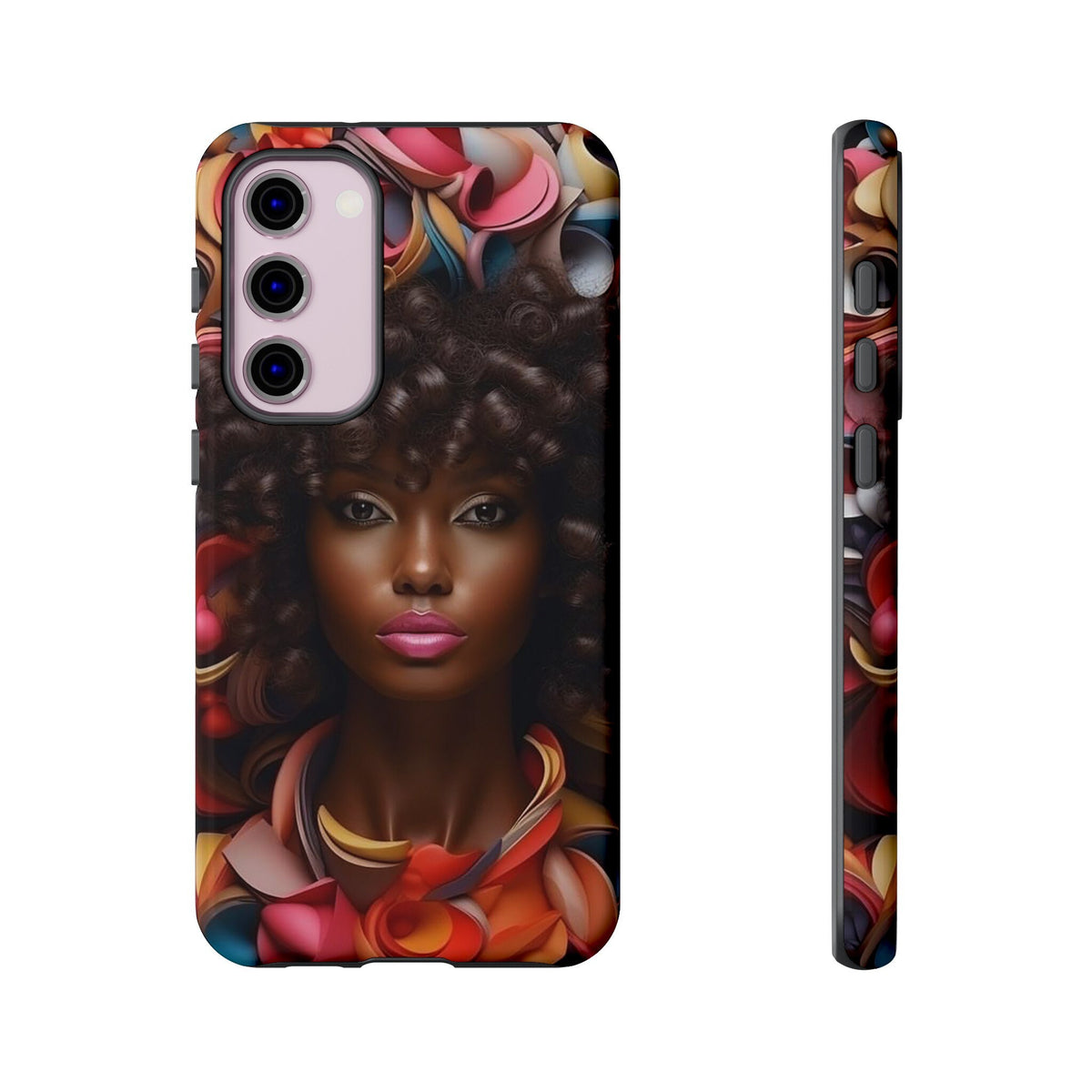Samsung Galaxy S23 Samsung Galaxy S23 Plus Samsung Galaxy S23 Ultra Tough Case African American Woman Black Women Flowers Red Yellow Orange