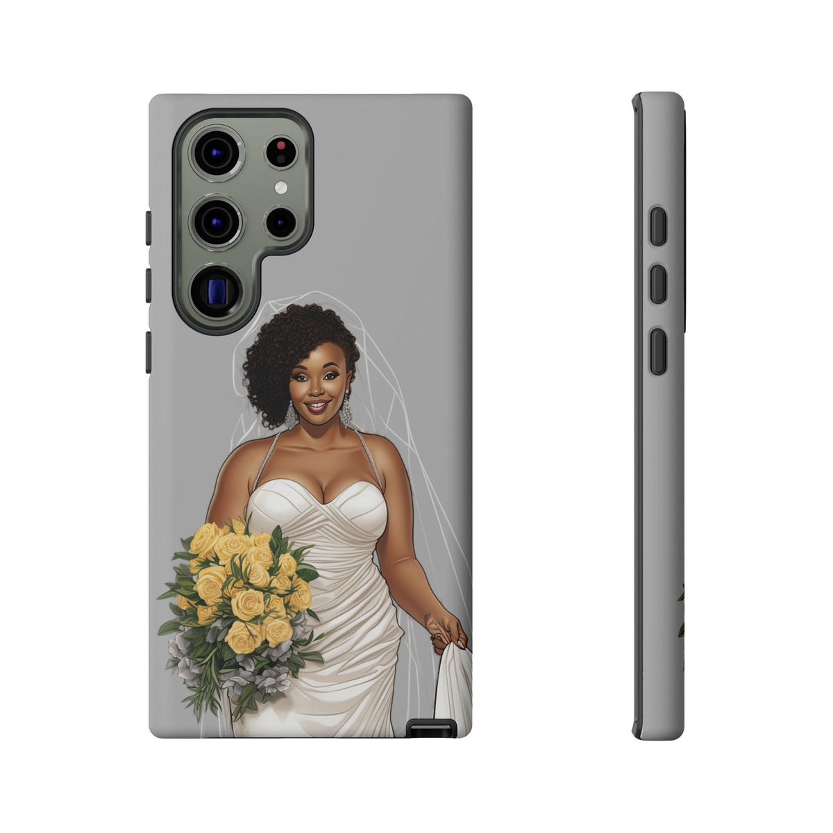 Samsung Galaxy S23 Samsung Galaxy S23 Plus Samsung Galaxy S23 Ultra Tough Case African American Bride Black bride wedding Dress Wedding Gown