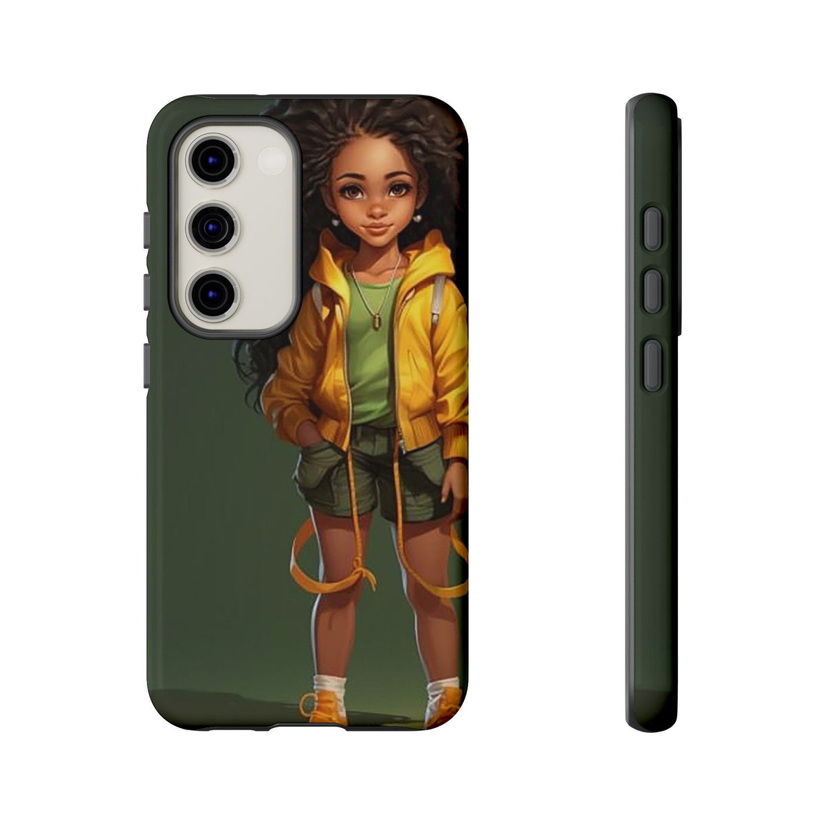 Samsung Galaxy S23 Samsung Galaxy S23 Plus Samsung Galaxy S23 Ultra Tough Case African American Woman Black Yellow Hoodie Yellow Sweatshirt