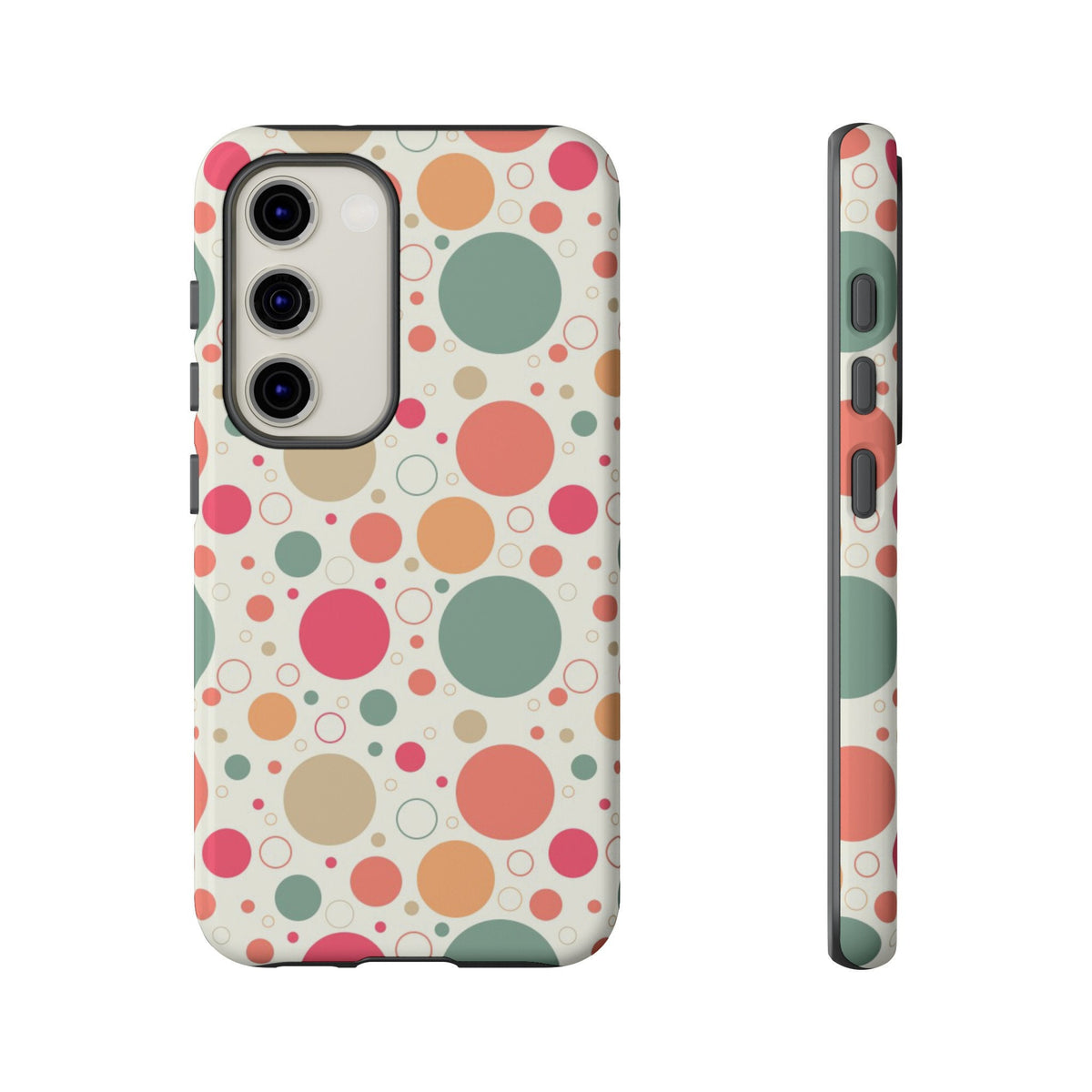 Samsung Galaxy S23 Samsung Galaxy S23 Plus Samsung Galaxy S23 Ultra Tough Cases Bubbles Coral Green Yellow Circles Round Colors