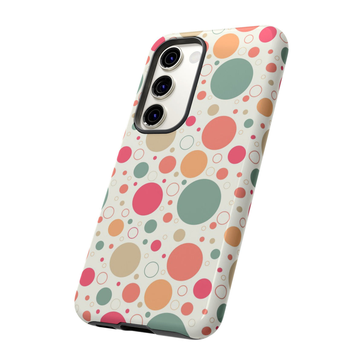 Samsung Galaxy S23 Samsung Galaxy S23 Plus Samsung Galaxy S23 Ultra Tough Cases Bubbles Coral Green Yellow Circles Round Colors