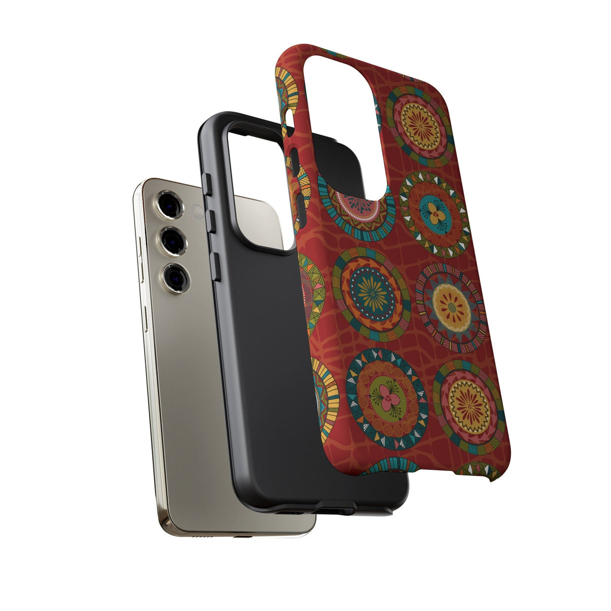 Samsung Galaxy S23 Samsung Galaxy S23 Plus Samsung Galaxy S23 Ultra Tough Cases Blue Coral Green Yellow Circles Round Colors