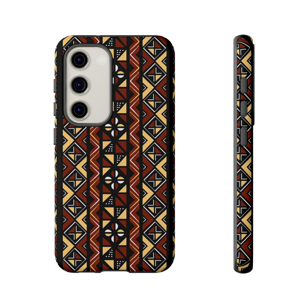Samsung Galaxy S23 Samsung Galaxy S23 Plus Samsung Galaxy S23 Ultra Tough Cases Brown Black Yellow African Design Pattern