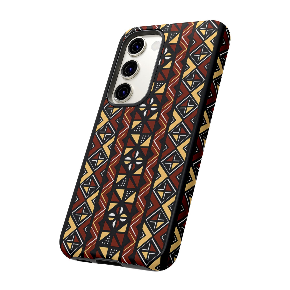 Samsung Galaxy S23 Samsung Galaxy S23 Plus Samsung Galaxy S23 Ultra Tough Cases Brown Black Yellow African Design Pattern