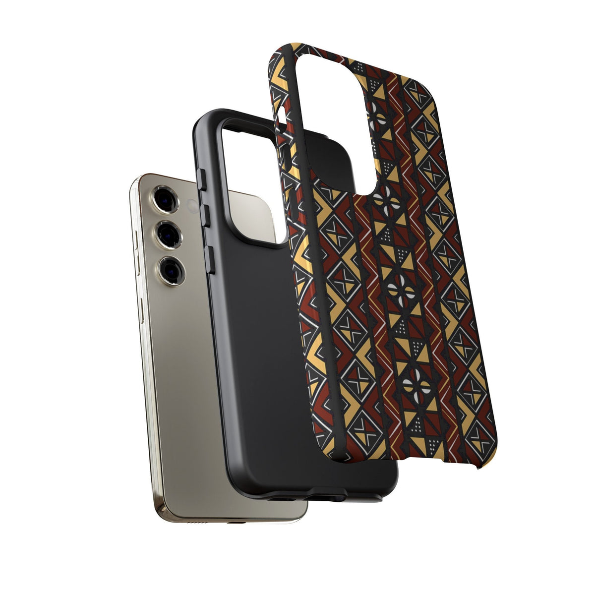 Samsung Galaxy S23 Samsung Galaxy S23 Plus Samsung Galaxy S23 Ultra Tough Cases Brown Black Yellow African Design Pattern