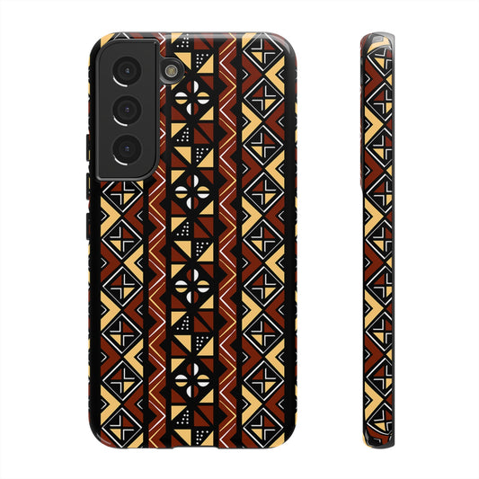 Samsung Galaxy S22 Samsung Galaxy S22 Plus Samsung Galaxy S22 Ultra Tough Cases Brown Black Yellow African Design Pattern