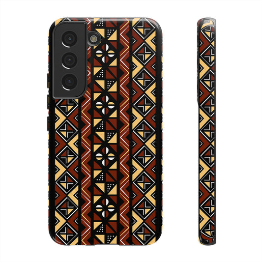 Samsung Galaxy S22 Samsung Galaxy S22 Plus Samsung Galaxy S22 Ultra Tough Cases Brown Black Yellow African Design Pattern