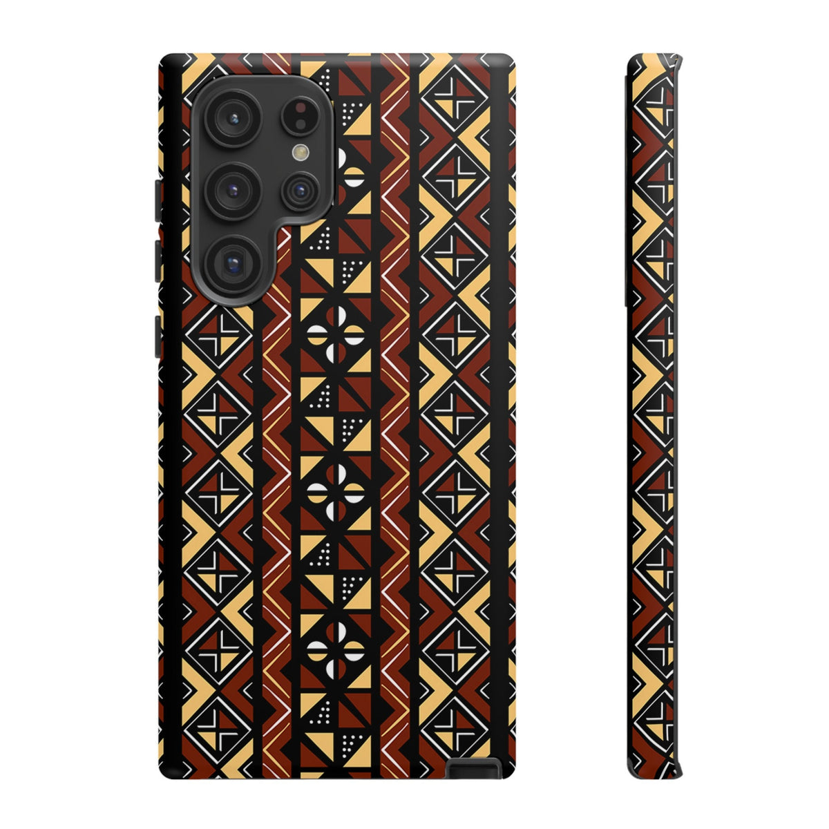 Samsung Galaxy S22 Samsung Galaxy S22 Plus Samsung Galaxy S22 Ultra Tough Cases Brown Black Yellow African Design Pattern