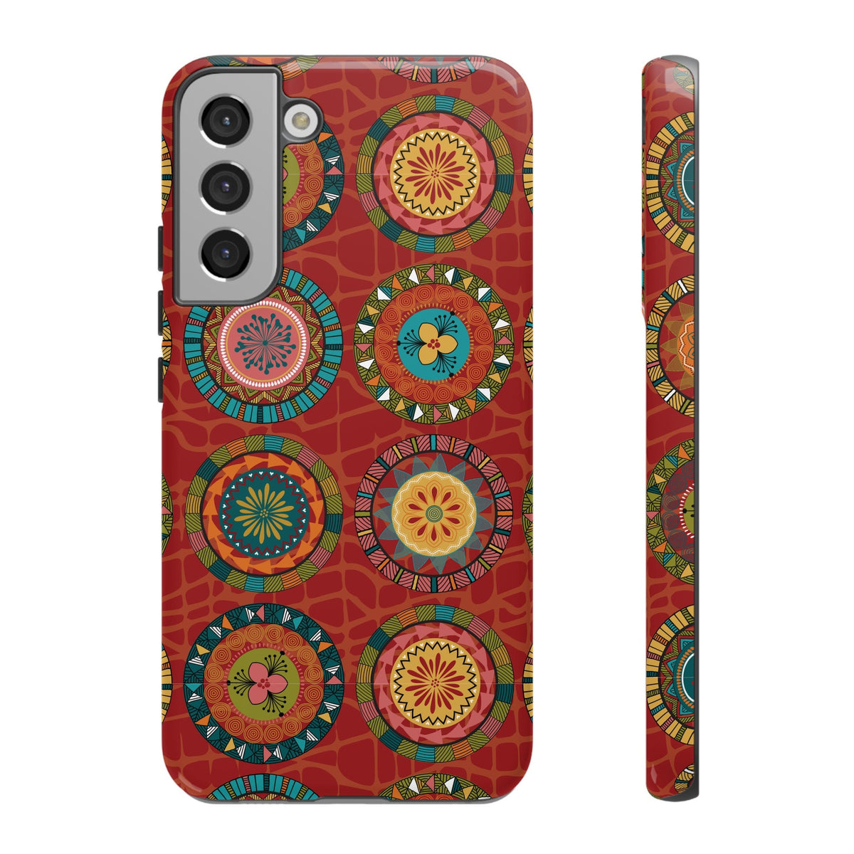 Samsung Galaxy S22 Samsung Galaxy S22 Plus Samsung Galaxy S22 Ultra Tough Cases Blue Coral Green Yellow Circles Round Colors