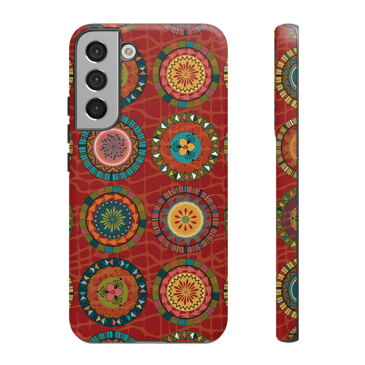 Samsung Galaxy S22 Samsung Galaxy S22 Plus Samsung Galaxy S22 Ultra Tough Cases Blue Coral Green Yellow Circles Round Colors