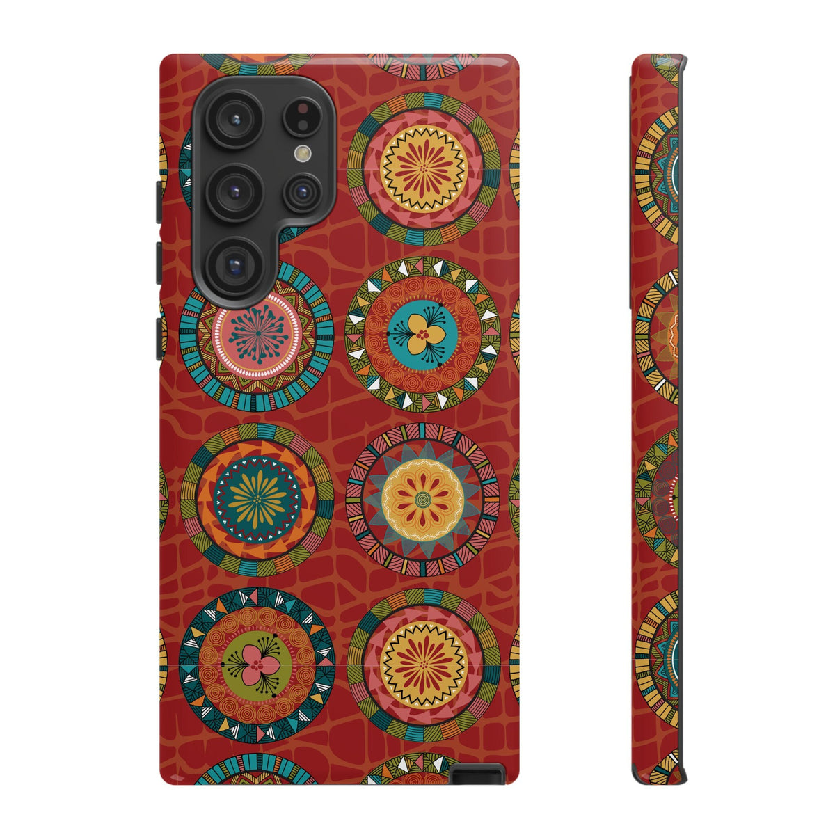 Samsung Galaxy S22 Samsung Galaxy S22 Plus Samsung Galaxy S22 Ultra Tough Cases Blue Coral Green Yellow Circles Round Colors