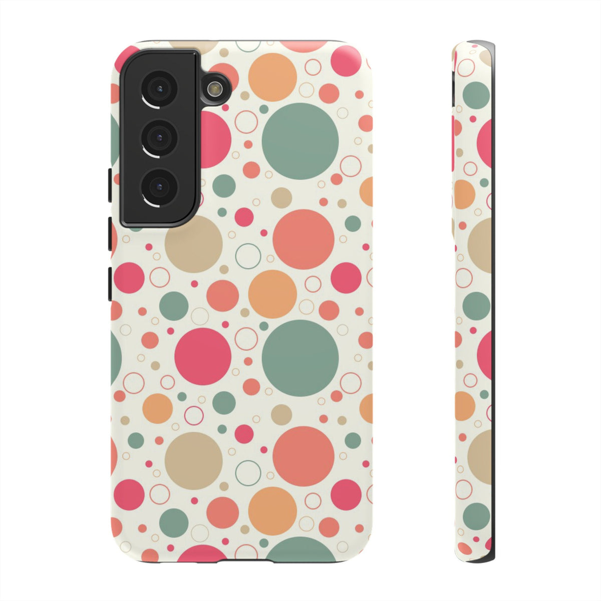 Samsung Galaxy S22 Samsung Galaxy S22 Plus Samsung Galaxy S22 Ultra Tough Cases Bubbles Coral Green Yellow Circles Round Colors