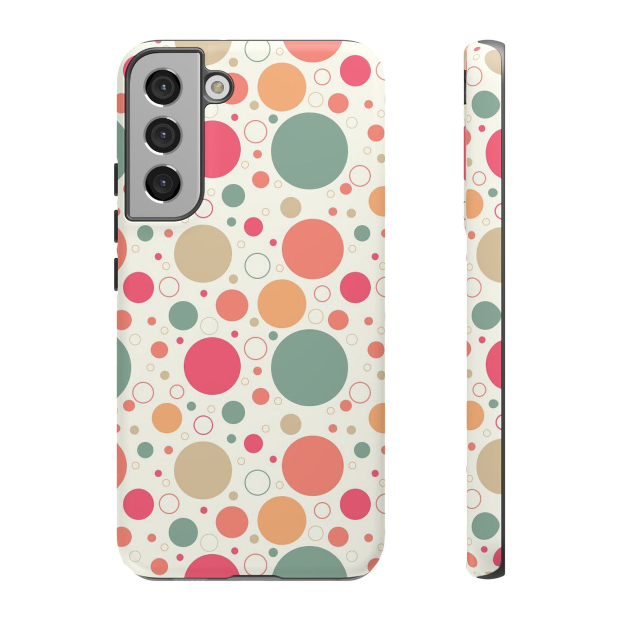 Samsung Galaxy S22 Samsung Galaxy S22 Plus Samsung Galaxy S22 Ultra Tough Cases Bubbles Coral Green Yellow Circles Round Colors
