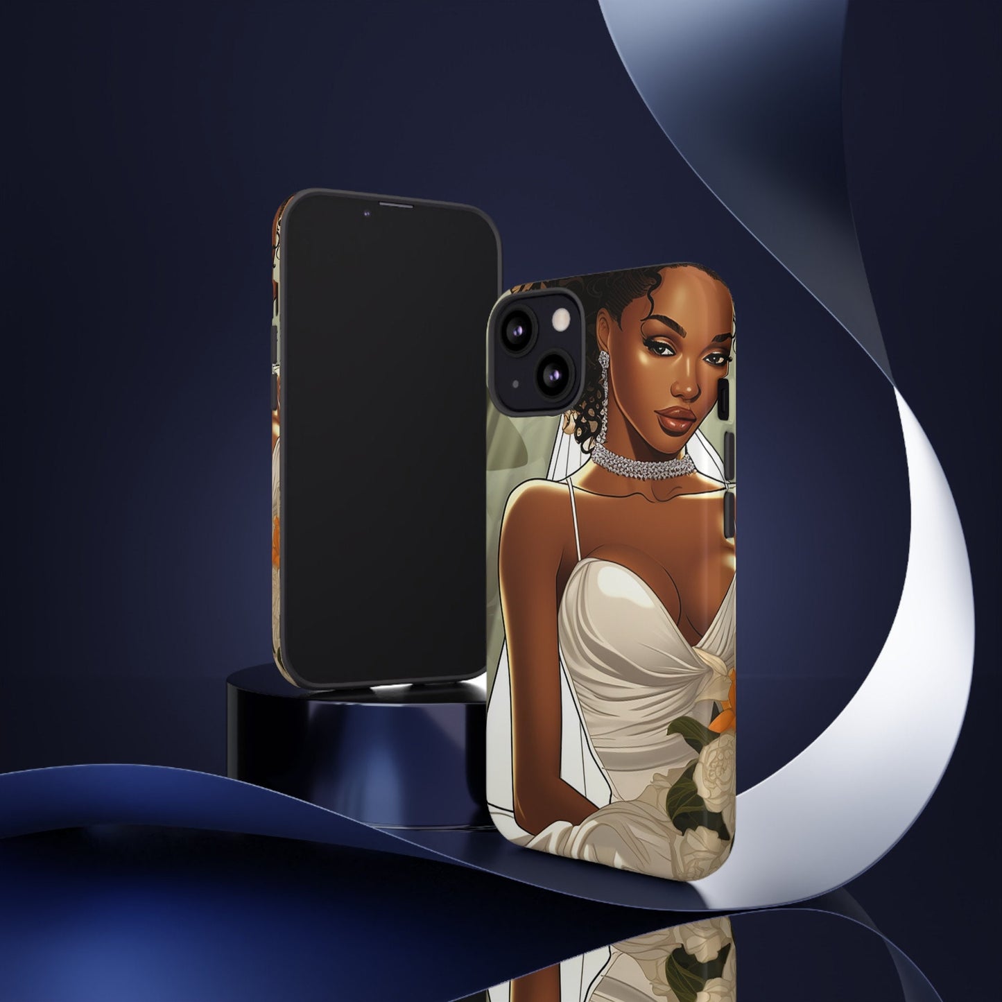 iPhone 13, iPhone 13 Pro, iPhone 13 Mini, iPhone 13 Pro Max Tough Cases African American Bride Black bride wedding Dress Wedding Gown