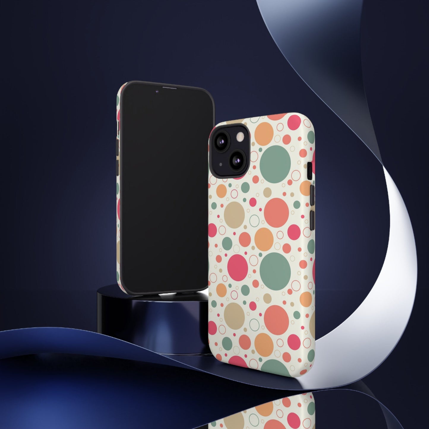 iPhone 13, iPhone 13 Pro, iPhone 13 Mini, iPhone 13 Pro Max Tough Cases Bubbles Coral Green Yellow Circles Round Colors
